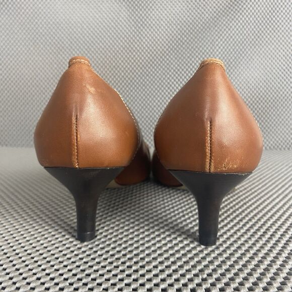 Coach Kitten Heels Womens 10 B Brown Leather Square Toe Made In Italy - Picture 7 of 14